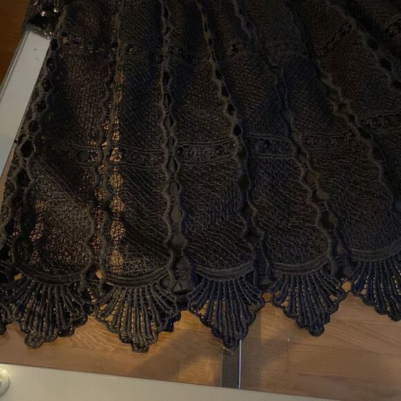 Maeve by Anthropology black lace blouse with bronze studs throughout - Picture 4 of 16